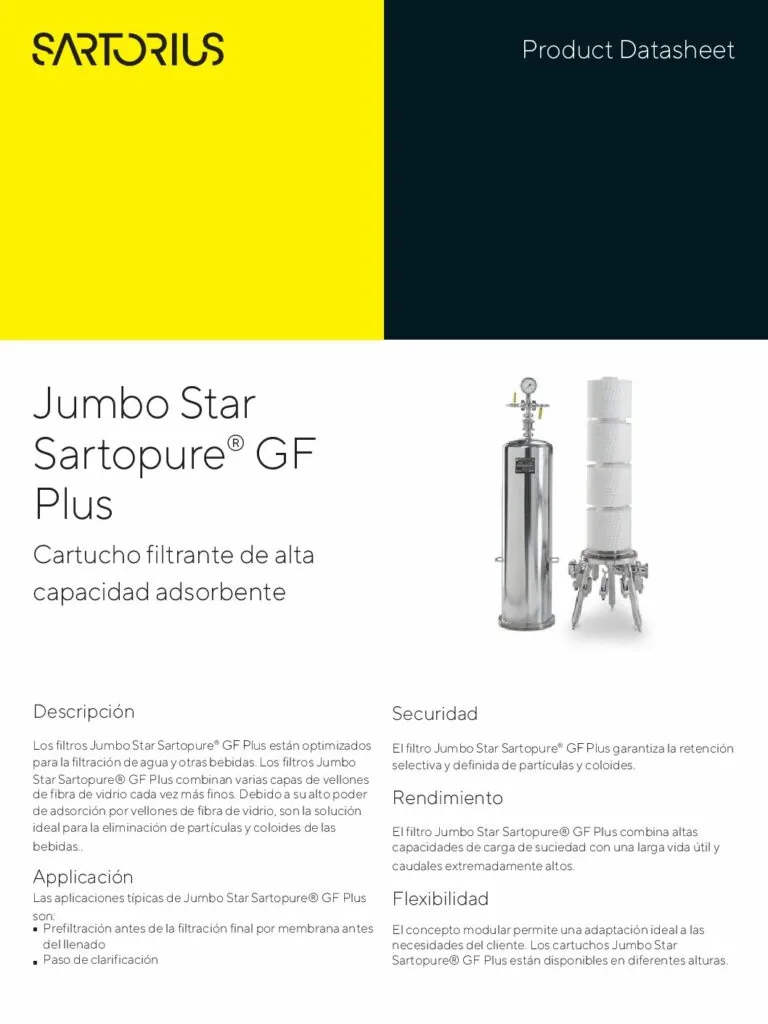 Portada: Jumbo Star Sartopure GF Plus: módulos jumbo