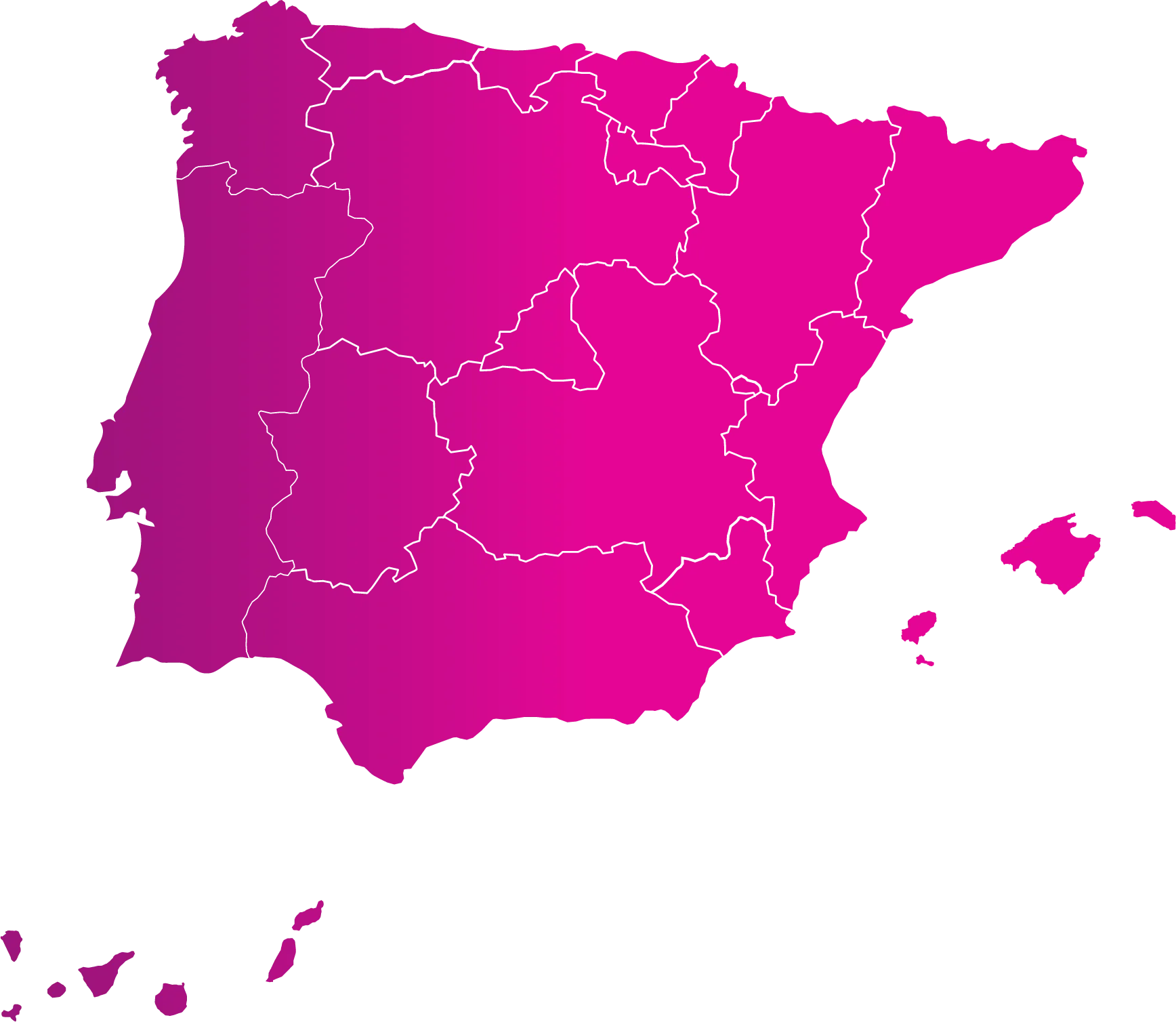 Mapa de España y Portugal con las zonas comerciales de PSF