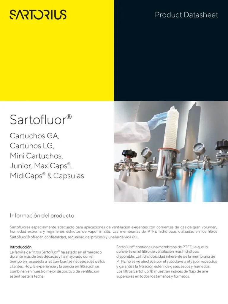 Portada: Sartofluor: cartuchos de filtración de gases