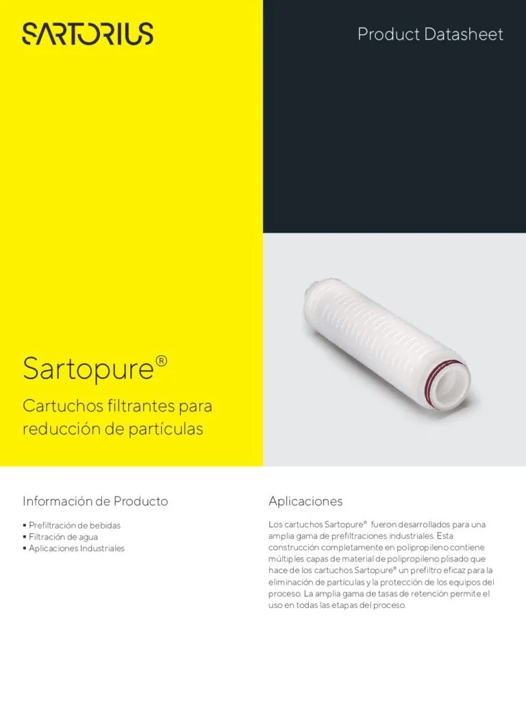 Portada: Sartopure: cartuchos de prefiltración