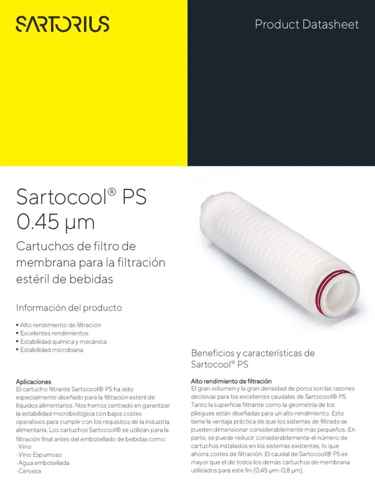 Portada: Sartocool PS: 045 cartuchos filtración absoluta