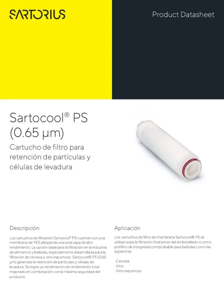 Portada: Sartocool PS: 065 cartuchos filtración absoluta
