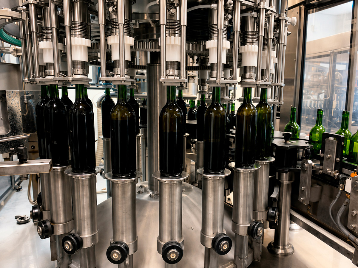 Línea de embotellado industrial de vino