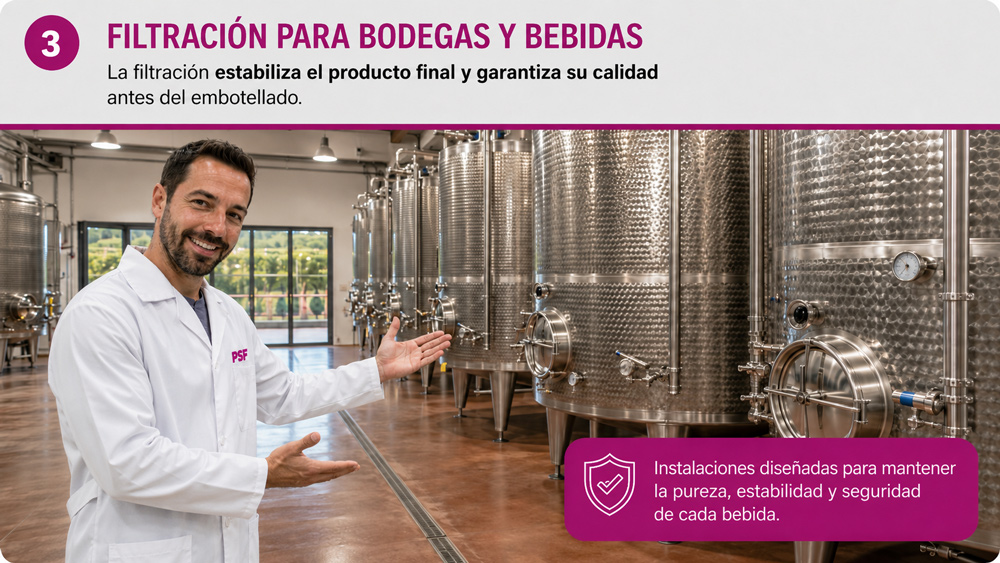 Sistemas de filtración industrial para bodegas y bebidas