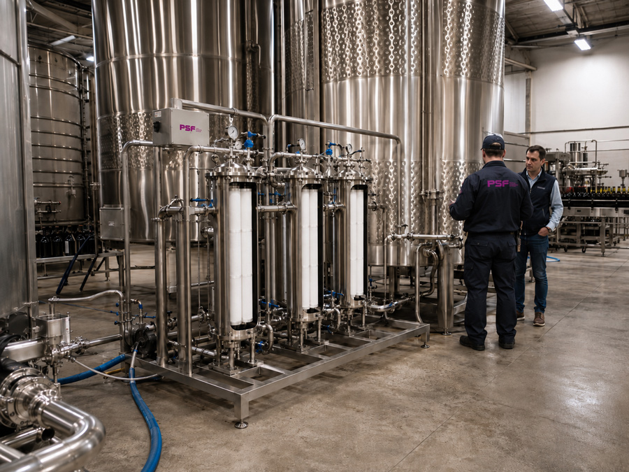 filtros absolutos para vino antes de embotellado en bodega