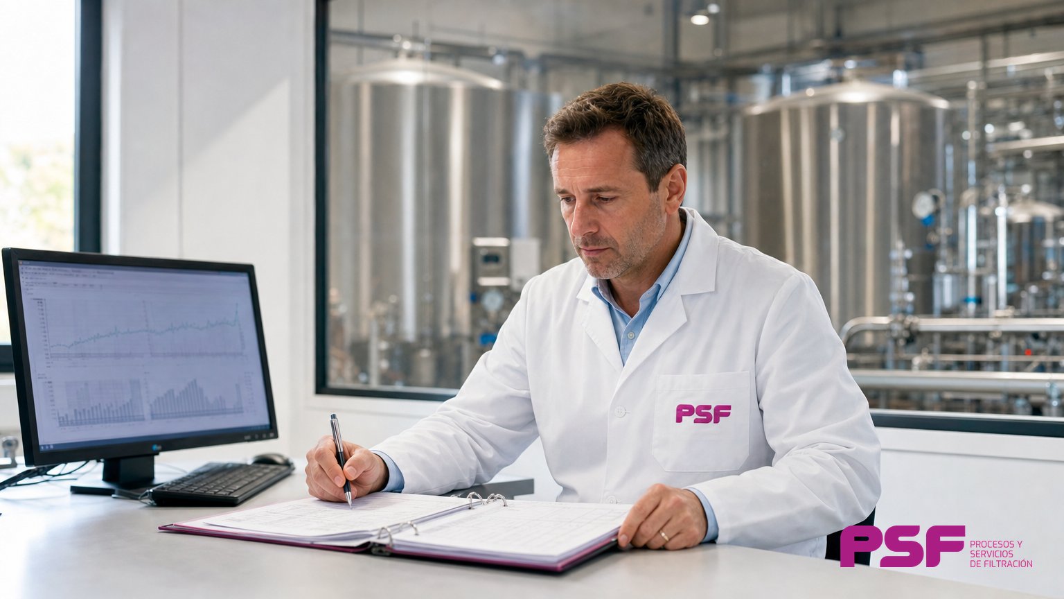 Registro de control de calidad de un proceso de filtración industrial