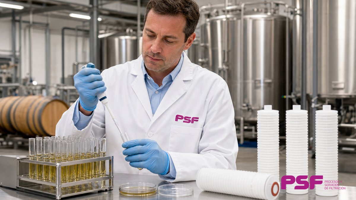 Técnico de laboratorio de bodega preparando un medio de cultivo para análisis microbiológico de una muestra de vino